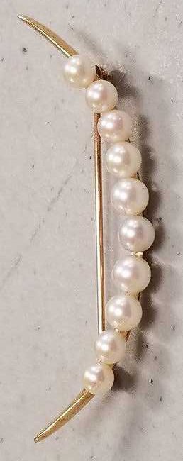 Victorian 14k Gold & Pearl  Pin Crescent Moon (1 of 4)