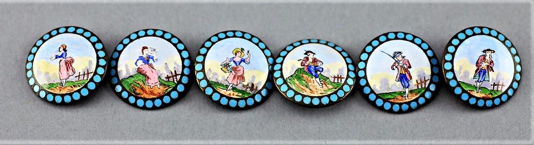 Antique Brass Enamel Portrait Buttons (1 of 3)