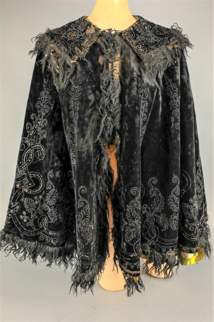 19th C. Black Velvet, Jet Bead Cape (1 of 11)