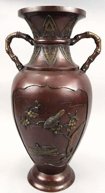 Antique Japanese Bronze Urn w/ Birds (1 of 12)
