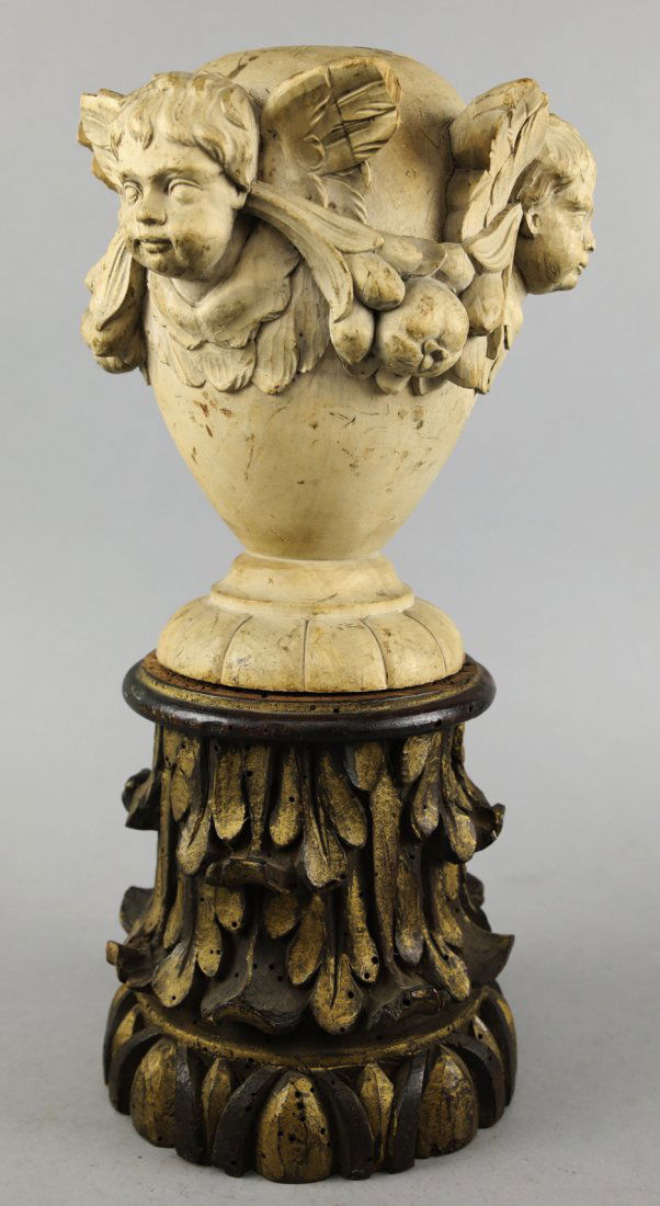 Antique Architectural Salvage Hand Carved Wood Putti (1 of 5)