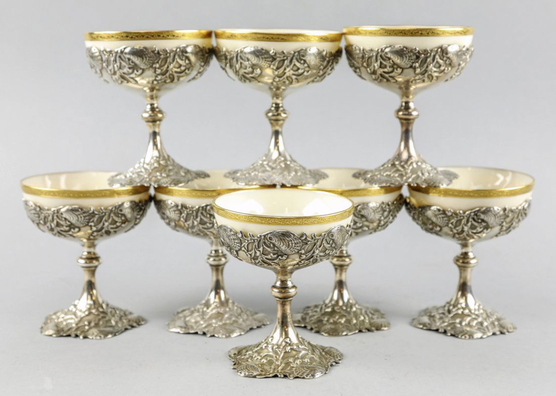 Antique Whiting Sterling Dessert Cups Lenox Mermod & (1 of 6)