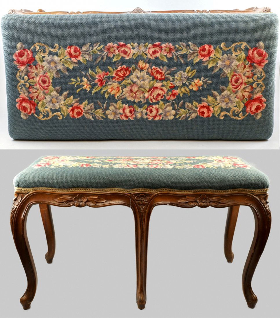 Victorian Fine Needlepoint Piano Bench