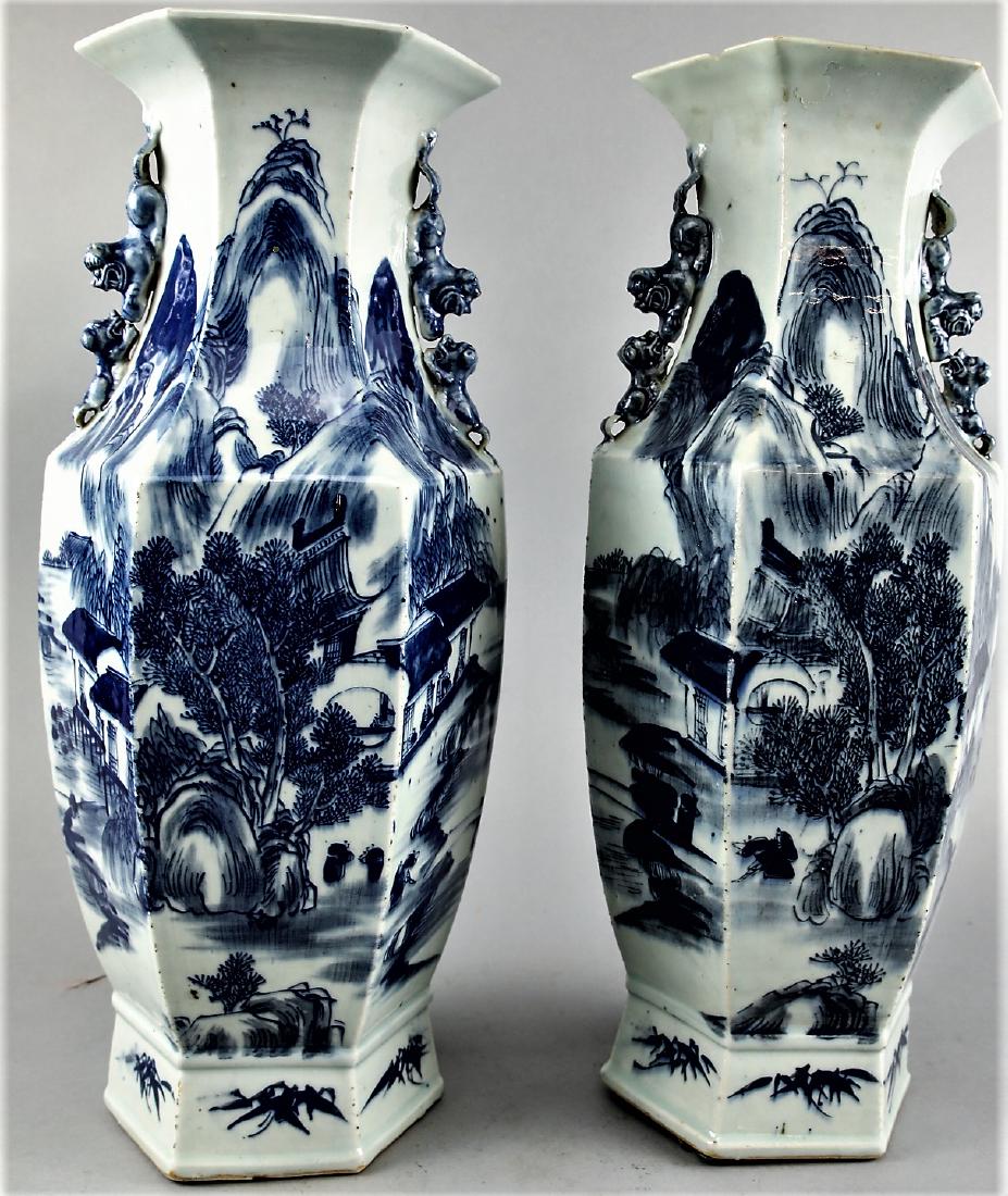 Pair of Hexagonal Chinese Foo Dog Verse Vases (1 of 9)