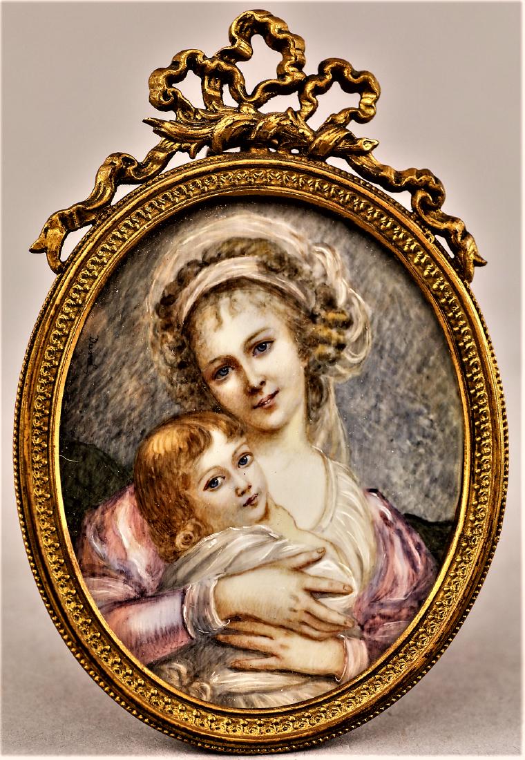 Antique handpainted Portrait Miniature after LeBrun (1 of 4)