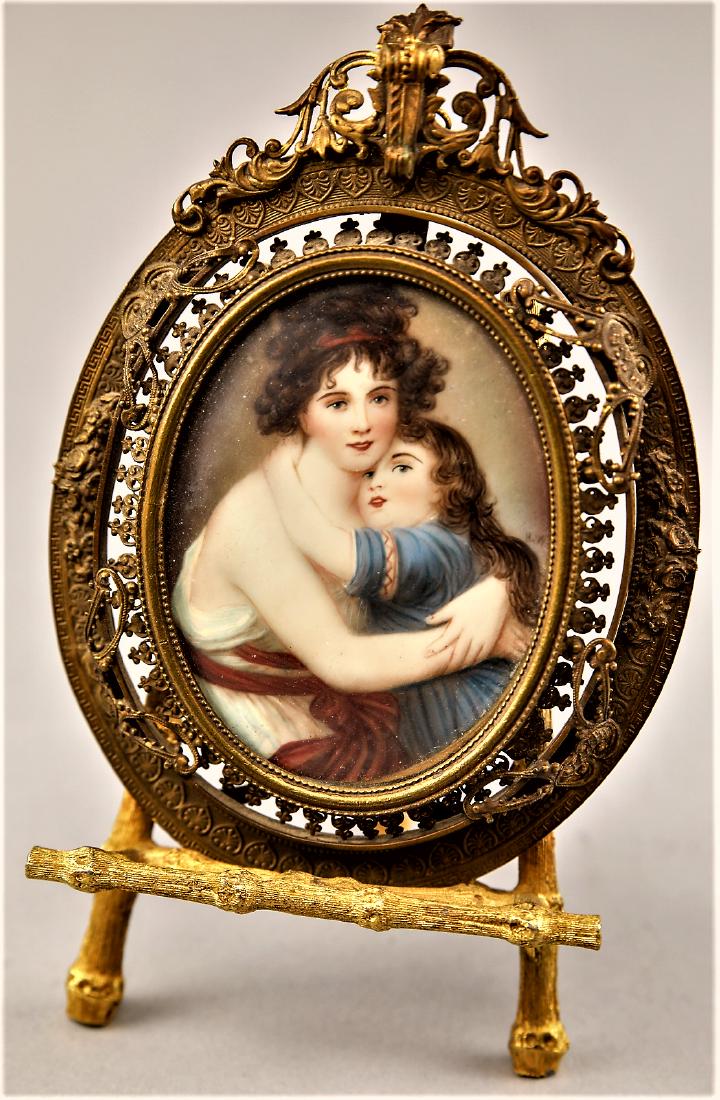 Mother & Child Painted Portrait Miniature After Le Brun (1 of 3)