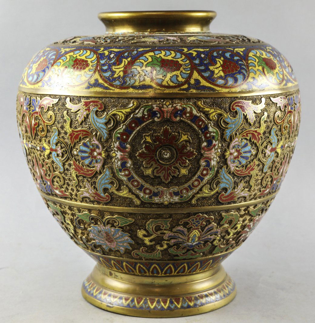 Large Chinese Champleve Enamel Vase Basin (1 of 8)