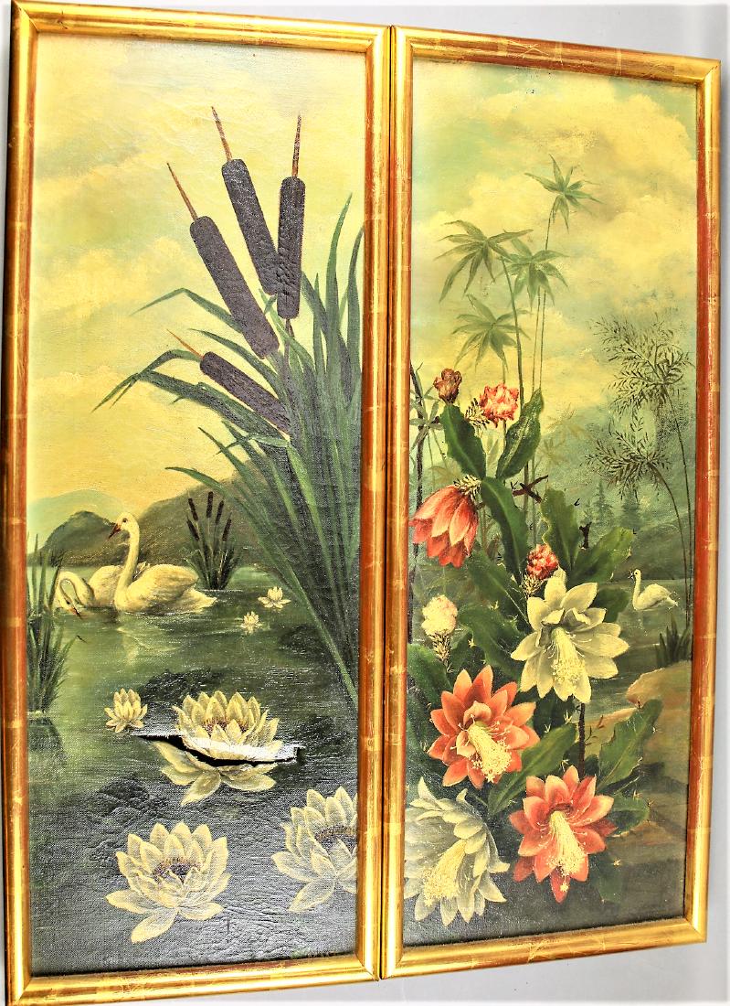 Pair of Victorian Paintings Swan, Artist Signed. (1 of 4)