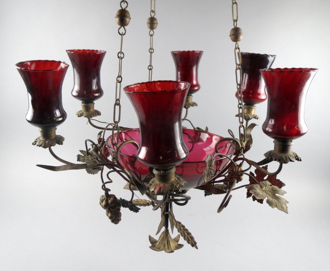 Stylish Hollywood Regency Cranberry Candle Fixture (1 of 12)