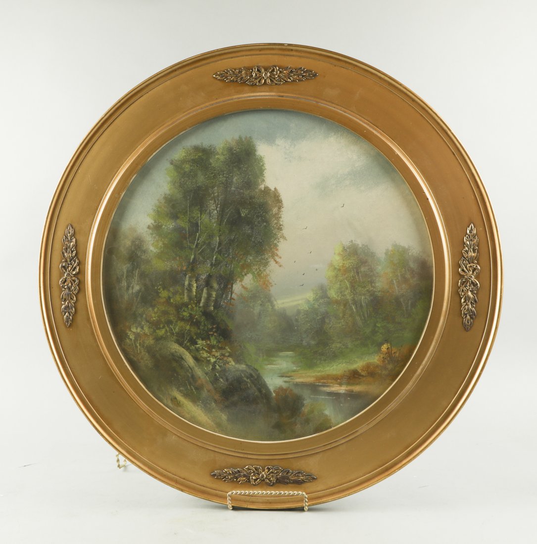 Finely Excuted, Artist Signed 19th C. Landscape Pastel (1 of 4)