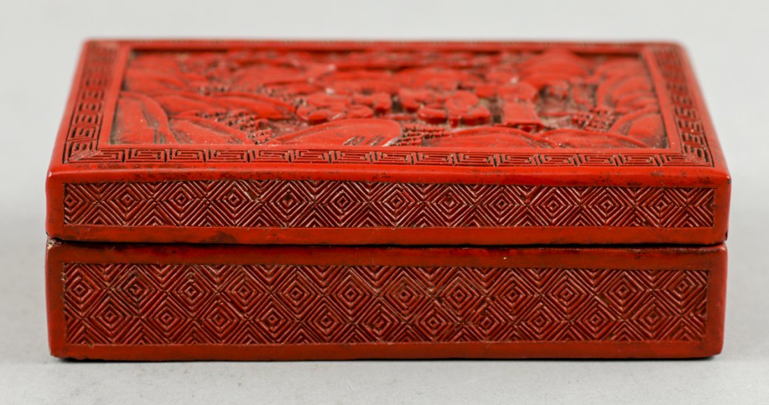 Antique Carved Chinese Cinnabar Box (1 of 6)