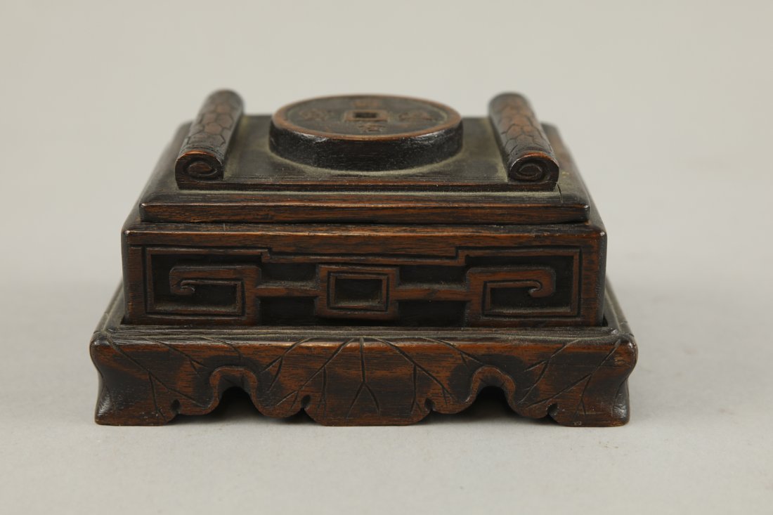 Chinese Wood Lidded Box & Stand (1 of 6)