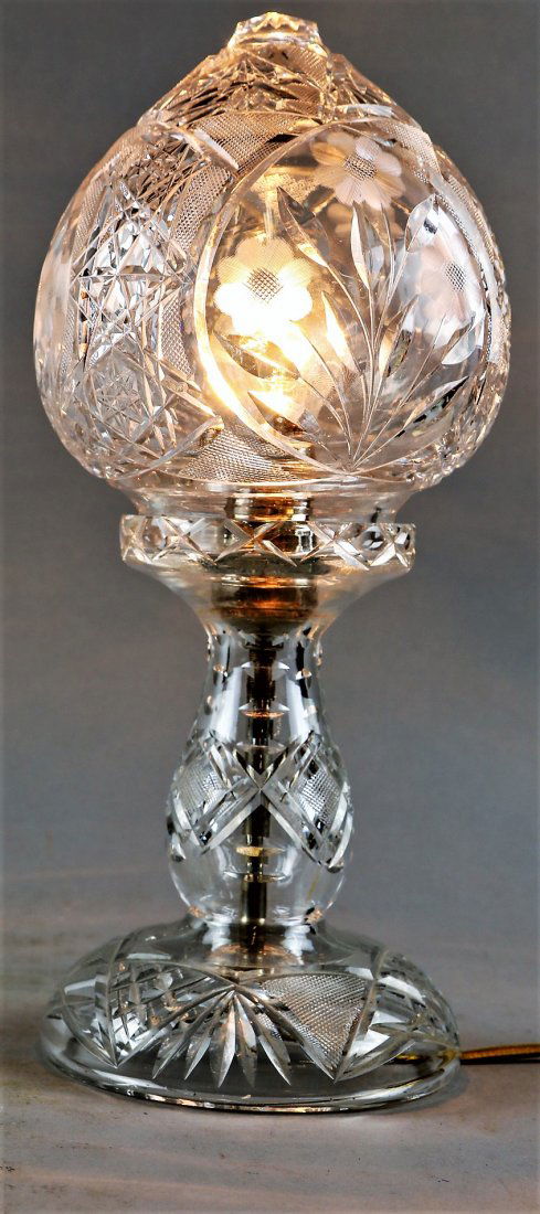 Antique  Brilliant Cut Crystal Boudoir Mushroom Lamp (1 of 3)
