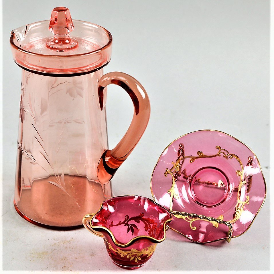 Cranberry Glass Moser teacup Gilt & Louis Weston (1 of 7)