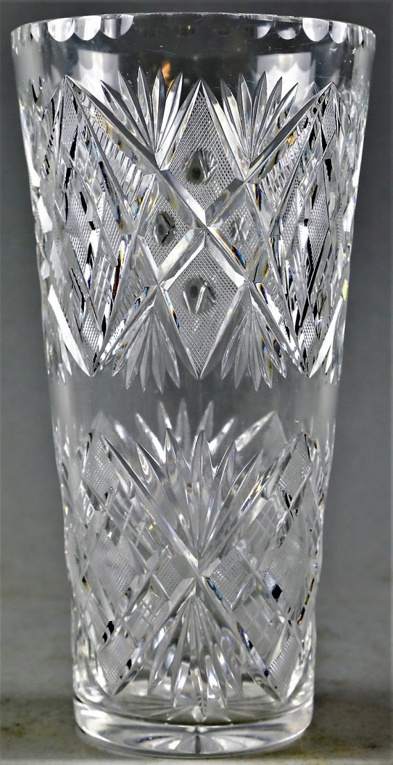 Antique Brilliant Cut Tall Crystal Vase (1 of 4)