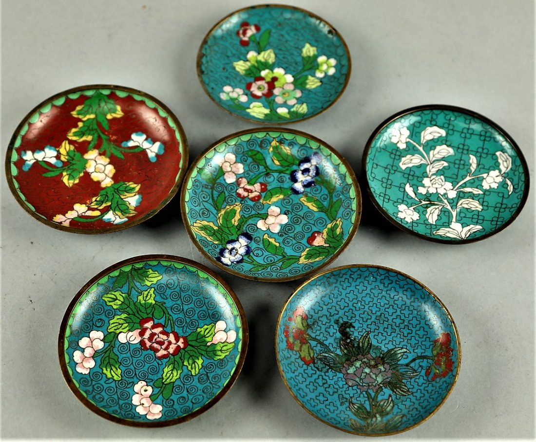 6 Antique Chinese Cloisonne Side Sauce Dishes (1 of 2)