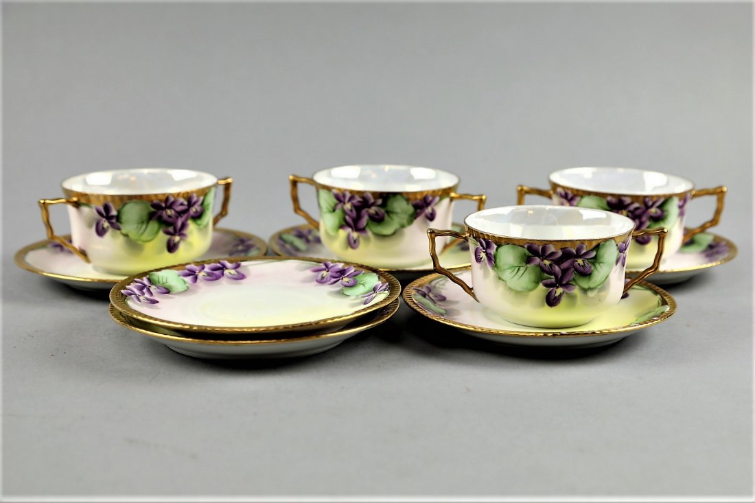 Antique Hand Painted Iris Tea Cup Set (1 of 5)