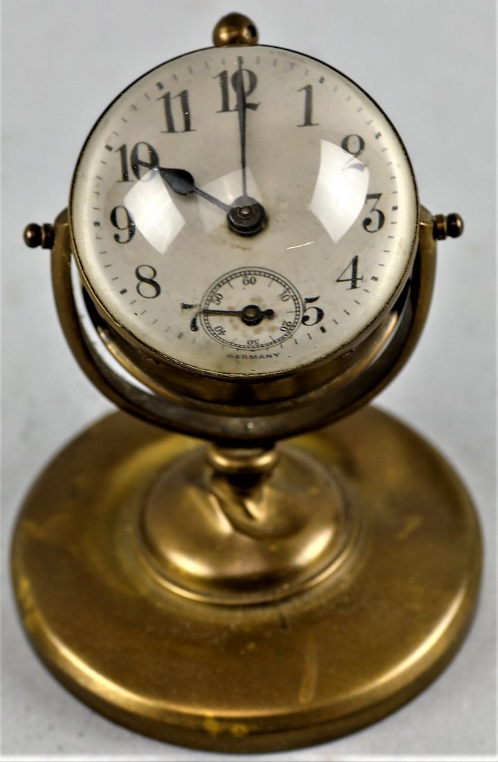Vintage Brass Alarm Clock, Convex Glass (1 of 4)
