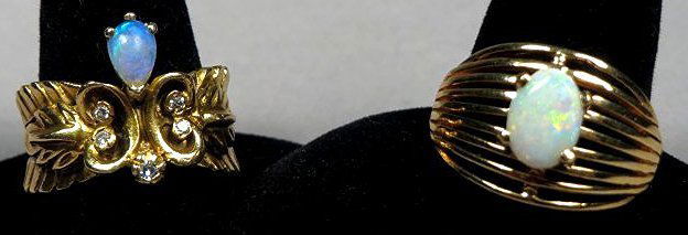 Two 14k Yellow Gold Opal Diamond Rings (1 of 8)
