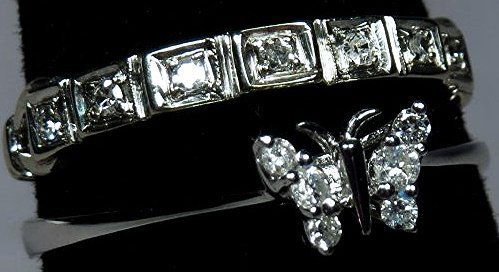 Pair Dainty 18K Gold & Diamond Rings (1 of 9)