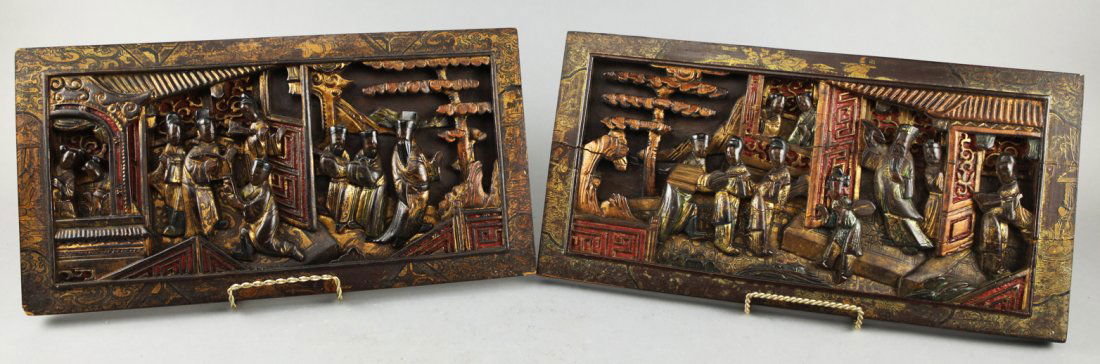 Antique Chinese Temple Carvings, Pair (1 of 14)