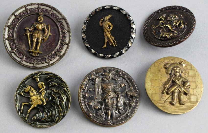 Antique Brass/Cut Steel Button Lot, Soldiers (1 of 13)