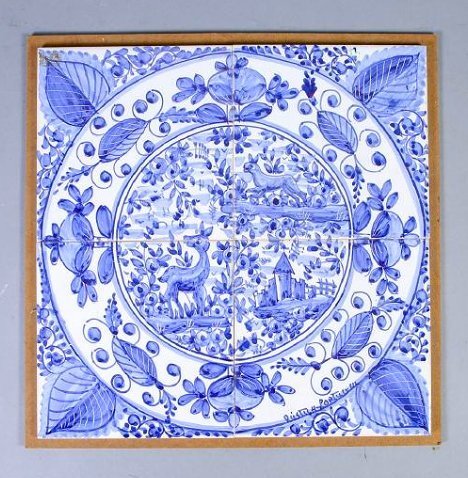 Vintage Blue & White Tile Mural Rustica Portugal (1 of 2)