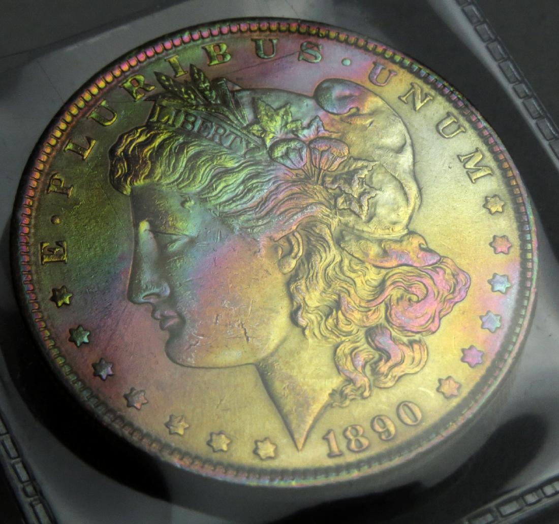 1890 P Morgan  Silver Dollar Rainbow Toned. (1 of 4)