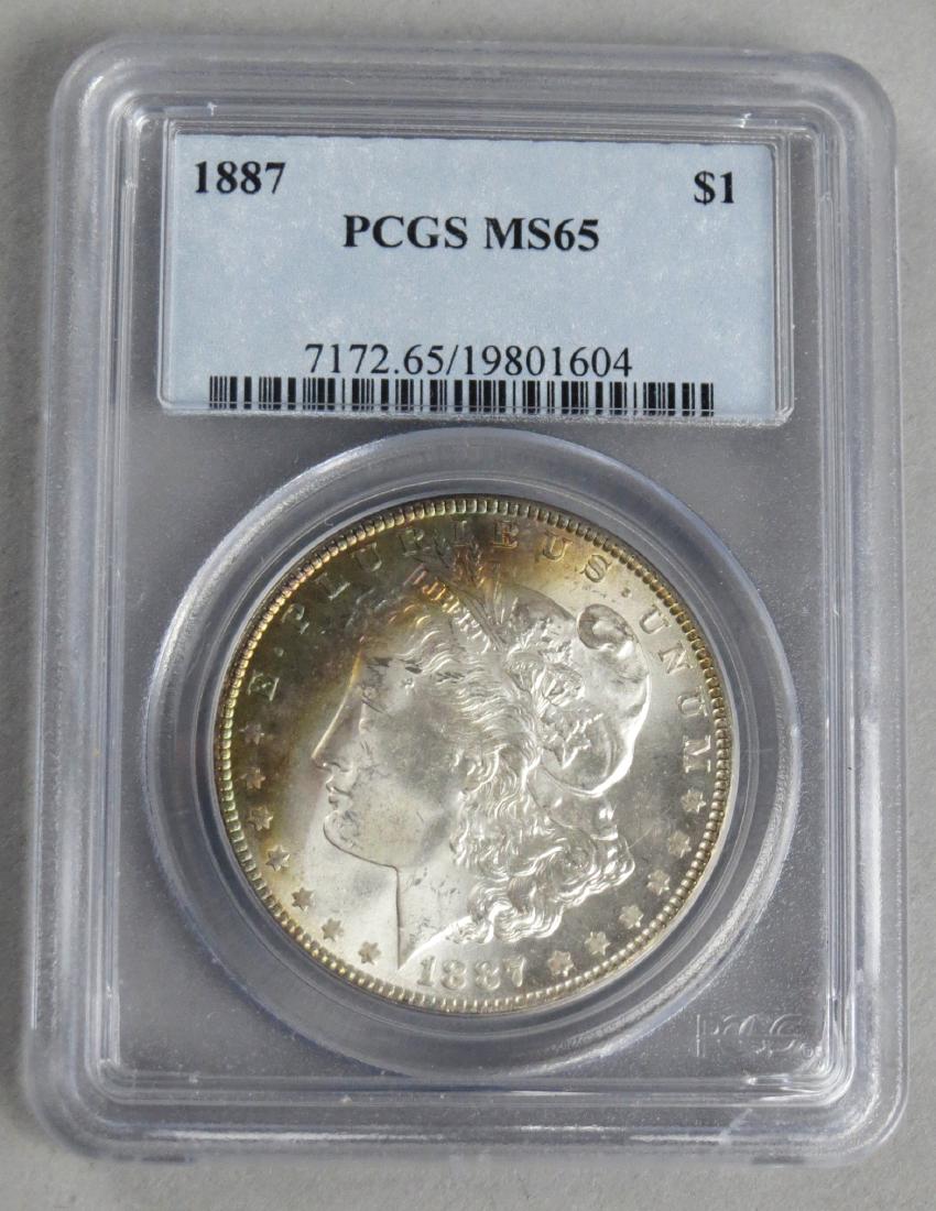 1887 Morgan Dollar MS65  PCGS Graded Toning (1 of 3)