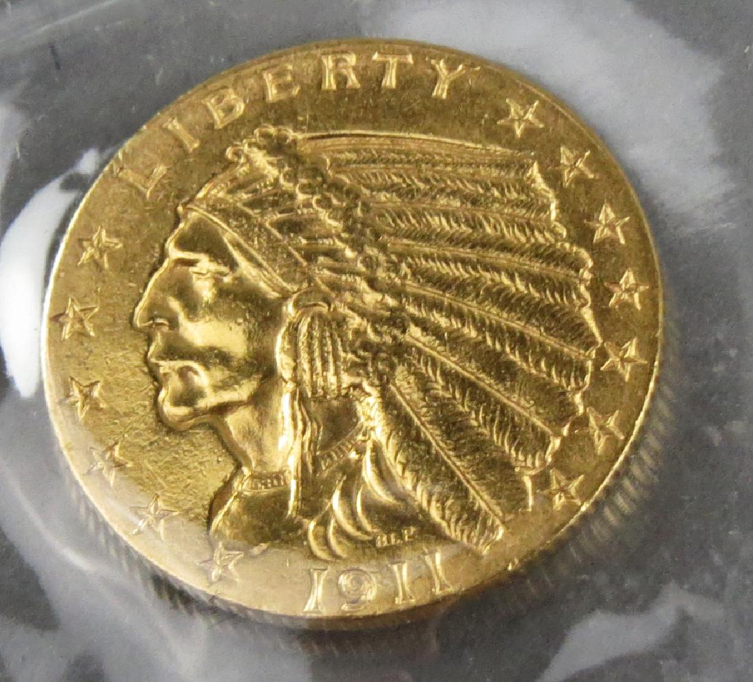 1911 Quater Eagle $2.5 dollar Gold Indain Coin (1 of 2)