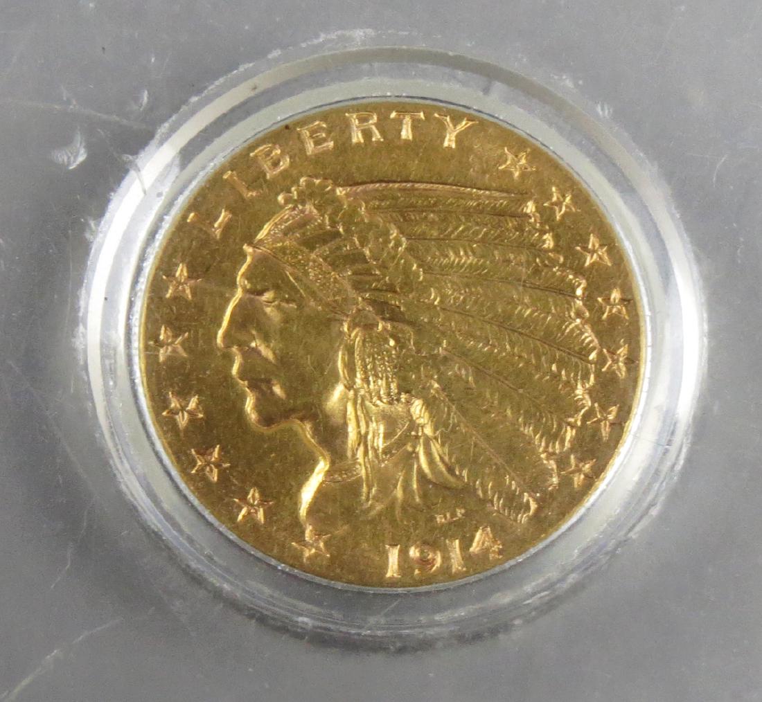 1914 D Indian Head Quarter Eagle Gold $2.5 (1 of 4)