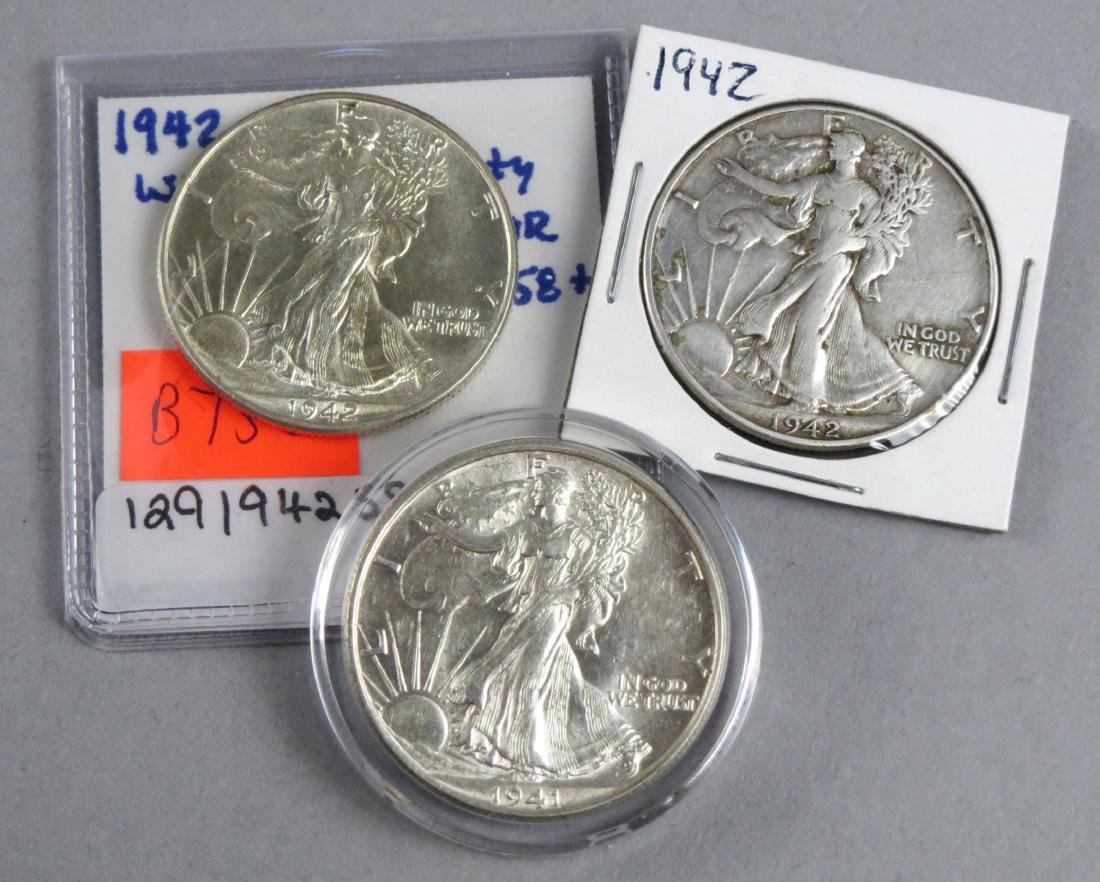 Lot of 3 Walking Liberty Half Dollars 1941 1942 P (1 of 2)