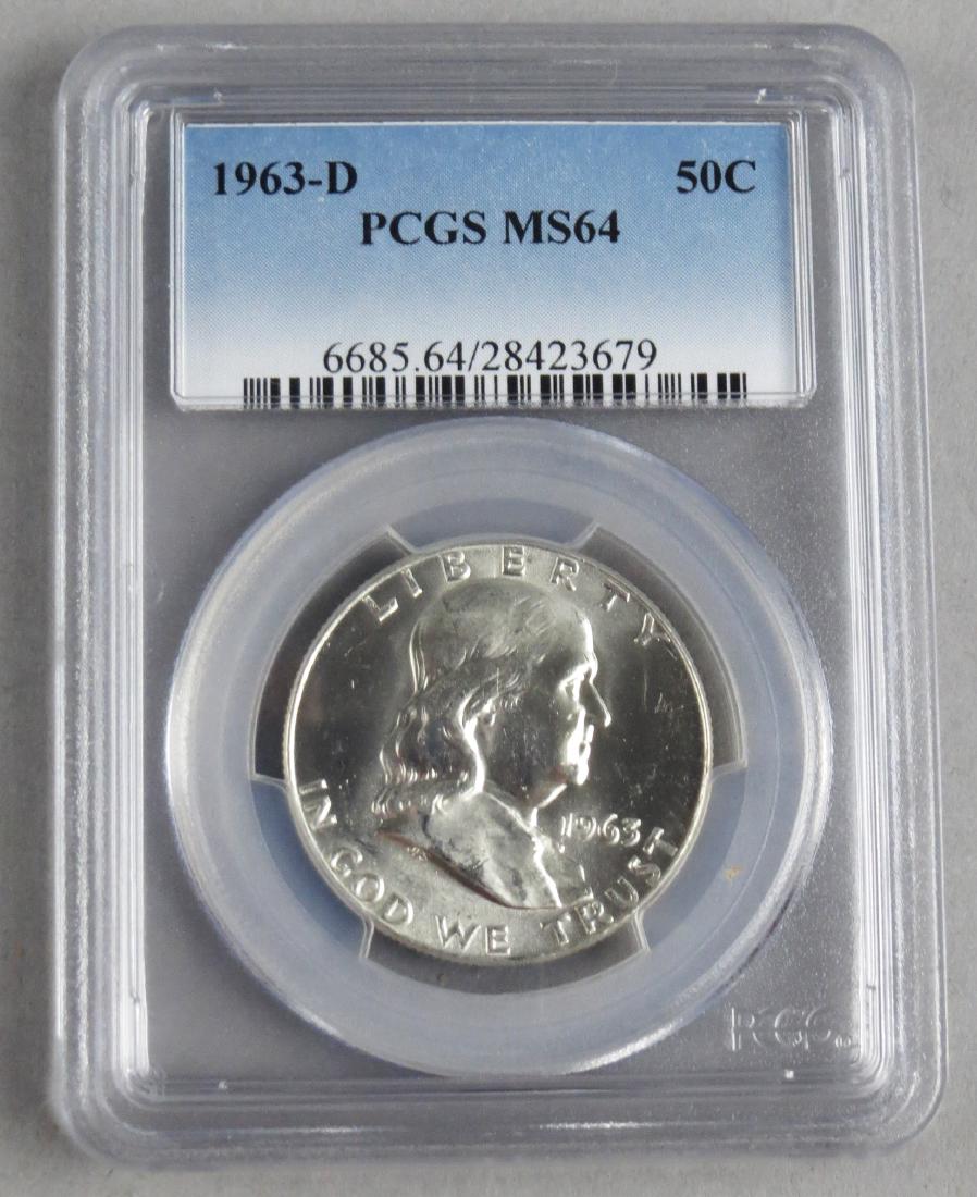 1963 D Franklin Half Dollar PCGS MS64 Graded (1 of 2)