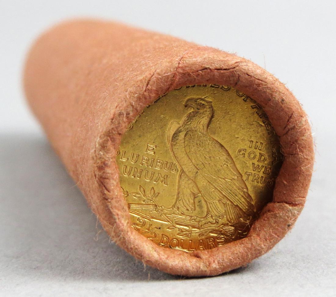 Unsearched Penny Roll 2.5 Gold Coin Showing at one end
