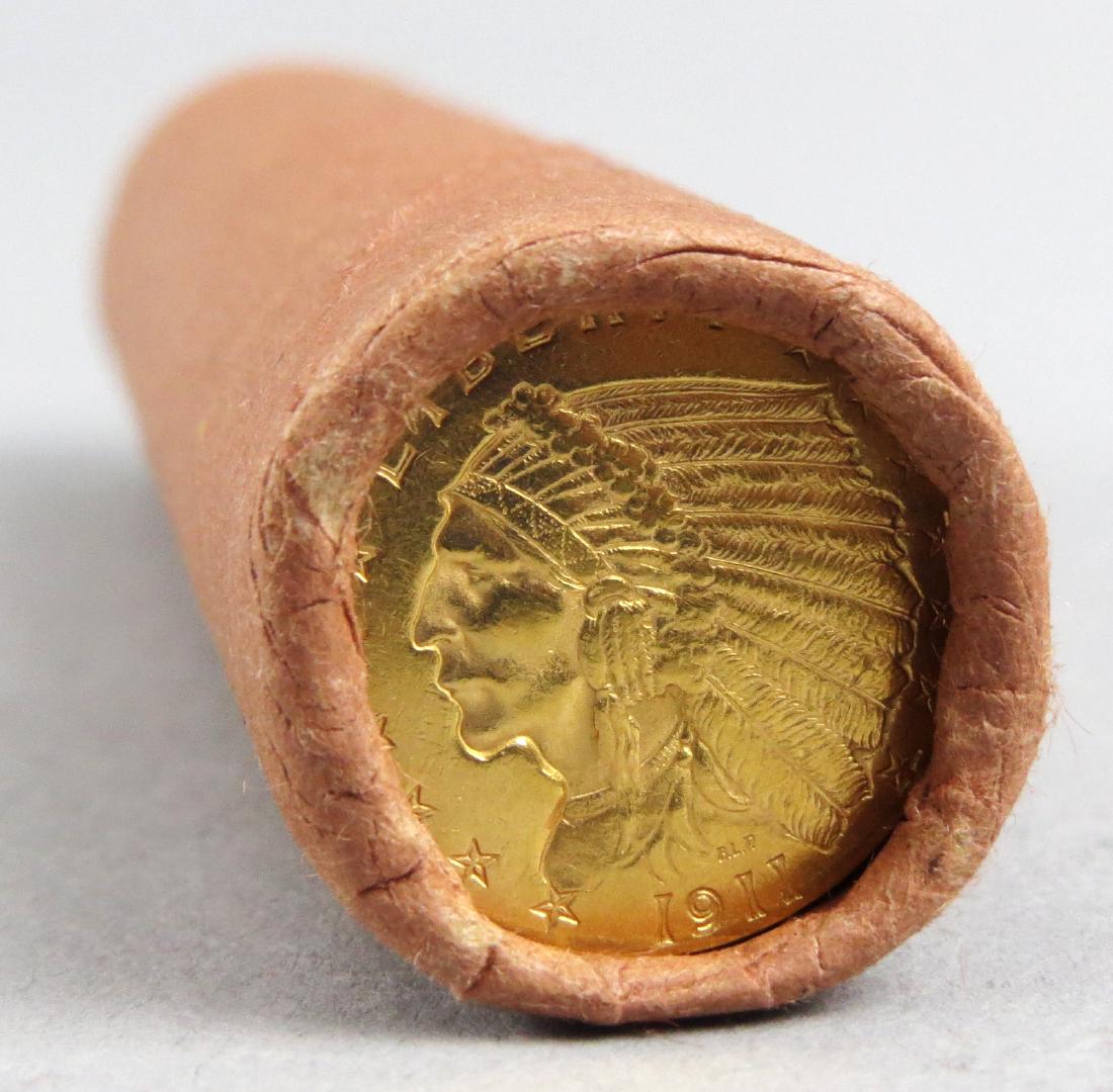 Unsearched Roll Showing $2.5 1911 Indian Gold Coin End (1 of 4)