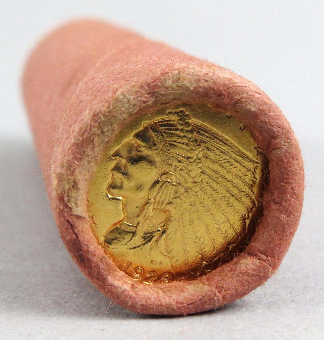 Unsearched Roll Showing $2.5 1928 Indian Gold Coin End (1 of 4)