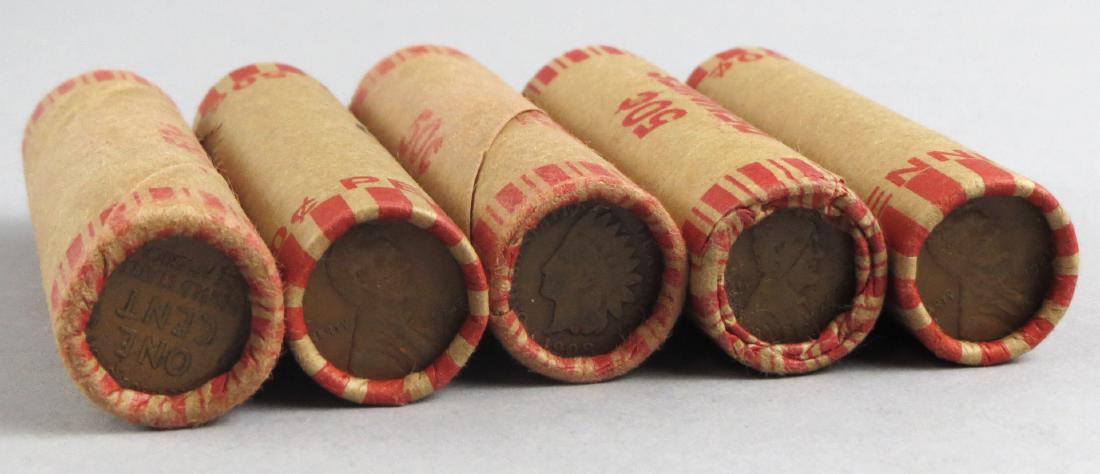 5 Unsearched rolls Wheat Pennies, Indian Head,1877 Dime (1 of 7)