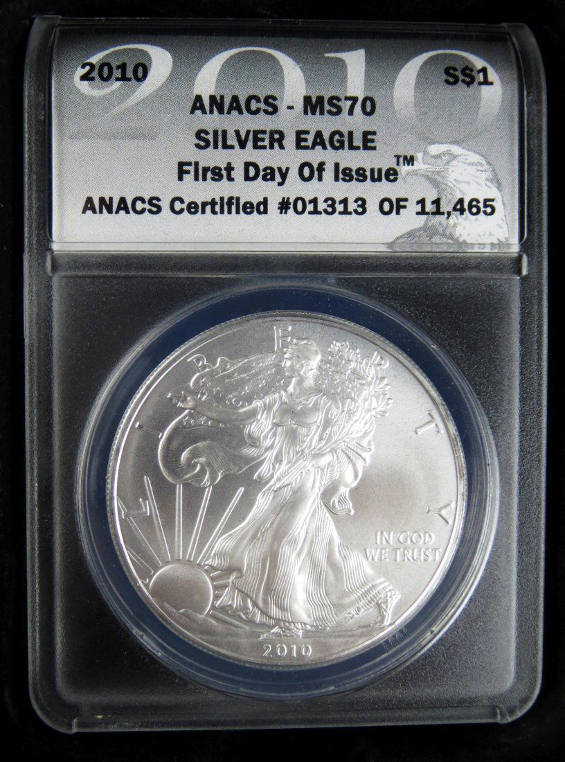 2010  MS70 $1 Silver Eagle ANACS Graded Coin (1 of 3)