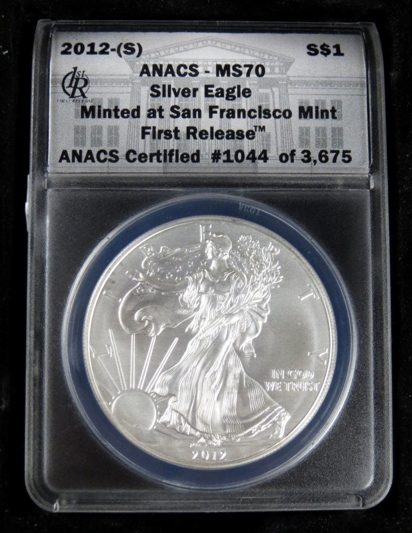 2012 S MS70 $1 Silver Eagle ANACS First (1 of 3)
