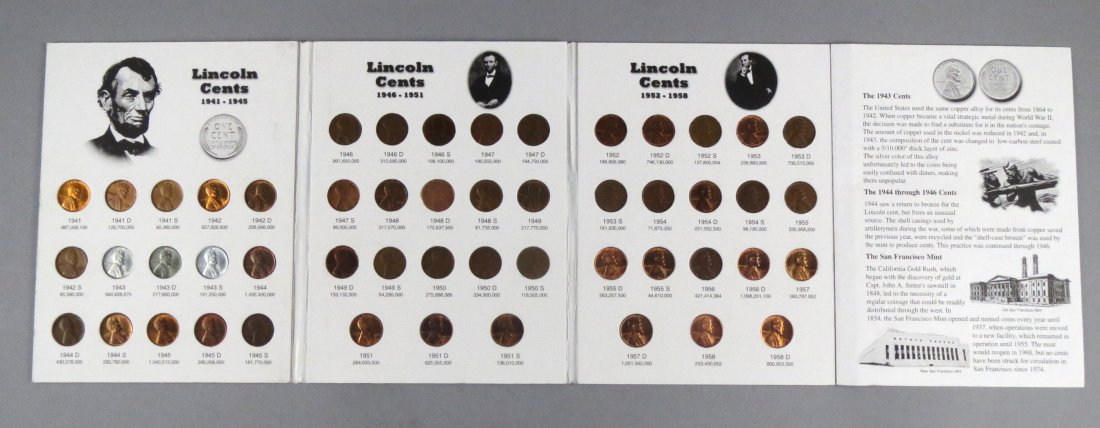 Complete Edgar Marcus & Co Lincoln Cents Book 1941-58: Lot consists of 1 Lincoln Cents, by Edgar Marcus & Co. 1941 to 1958 book that is completely filled in.