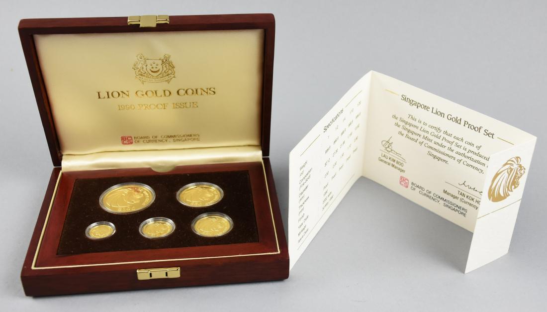 1990 Singapore Lion 5 Piece Gold Proof Set
