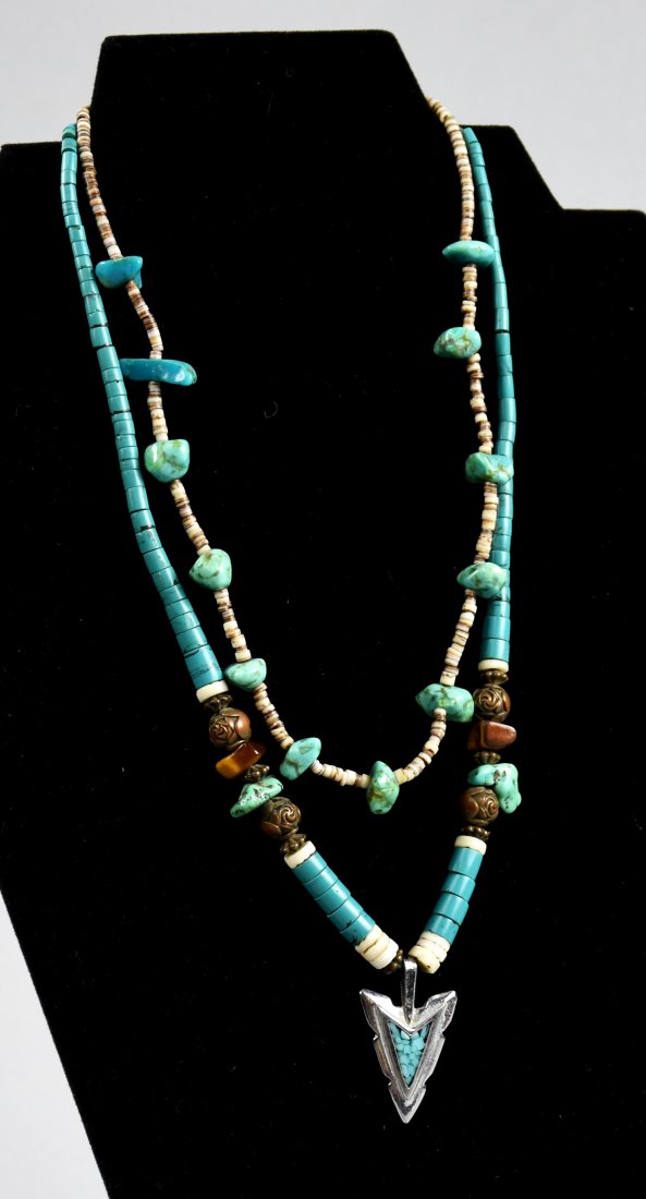 Lot of 2 Native American Necklaces, Turquoise (1 of 11)