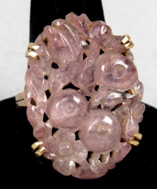 Vintage Chinese 14K & Rose Quartz Ring (1 of 8)