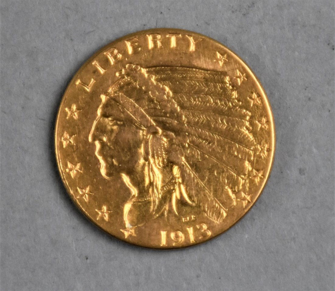 $2.5 1913 Indian Head Gold Coin (1 of 4)