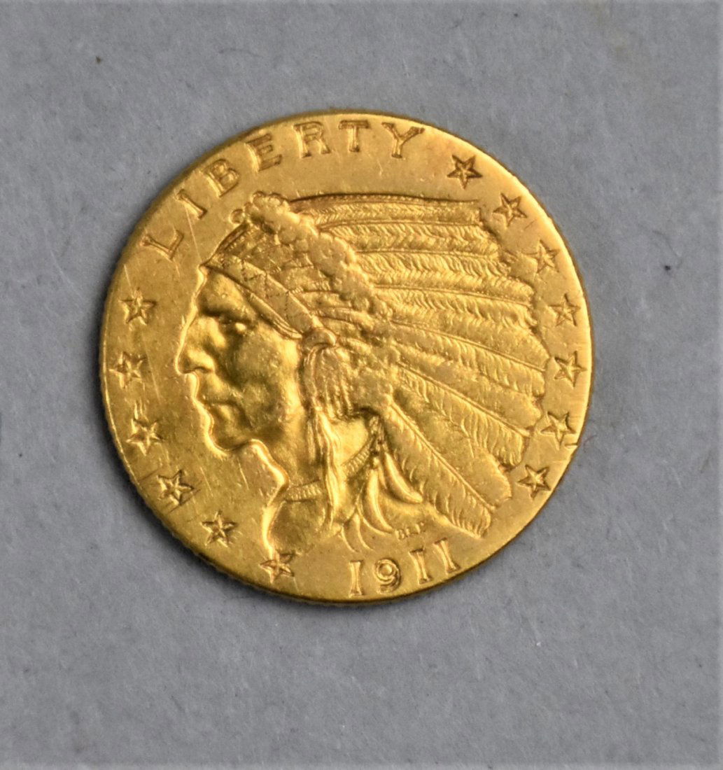 1911 Gold Indian Head $2.5 dollar coin (1 of 4)