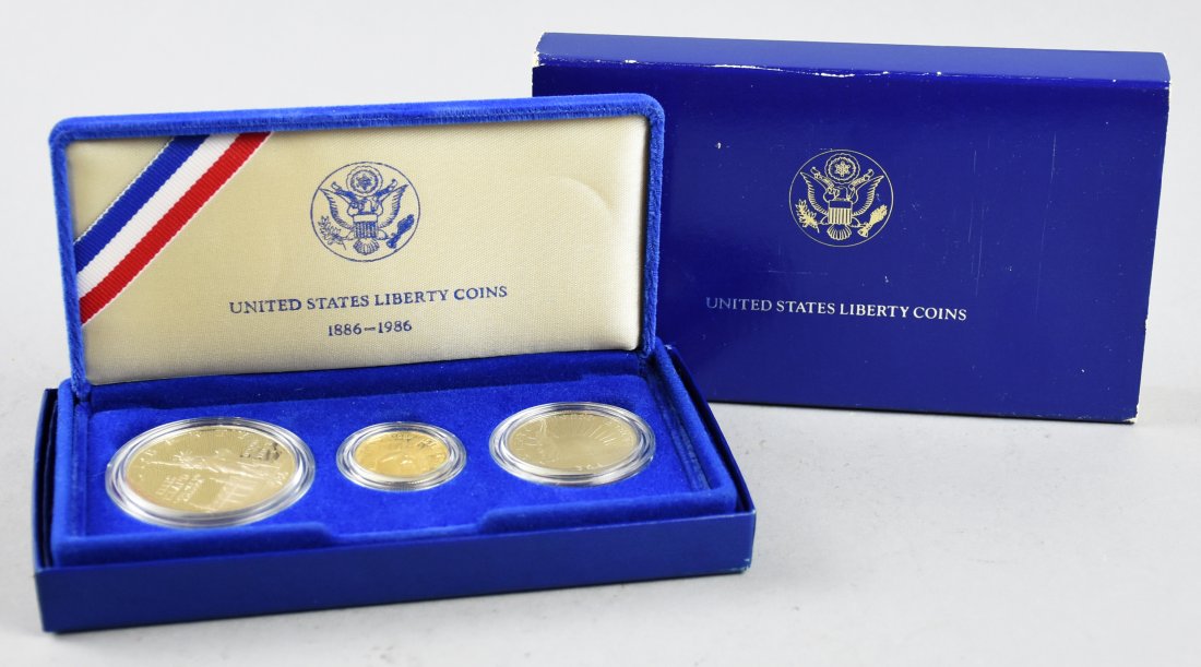 1886 1986 Liberty Coin Set 5 Dollar Gold & Silver Co