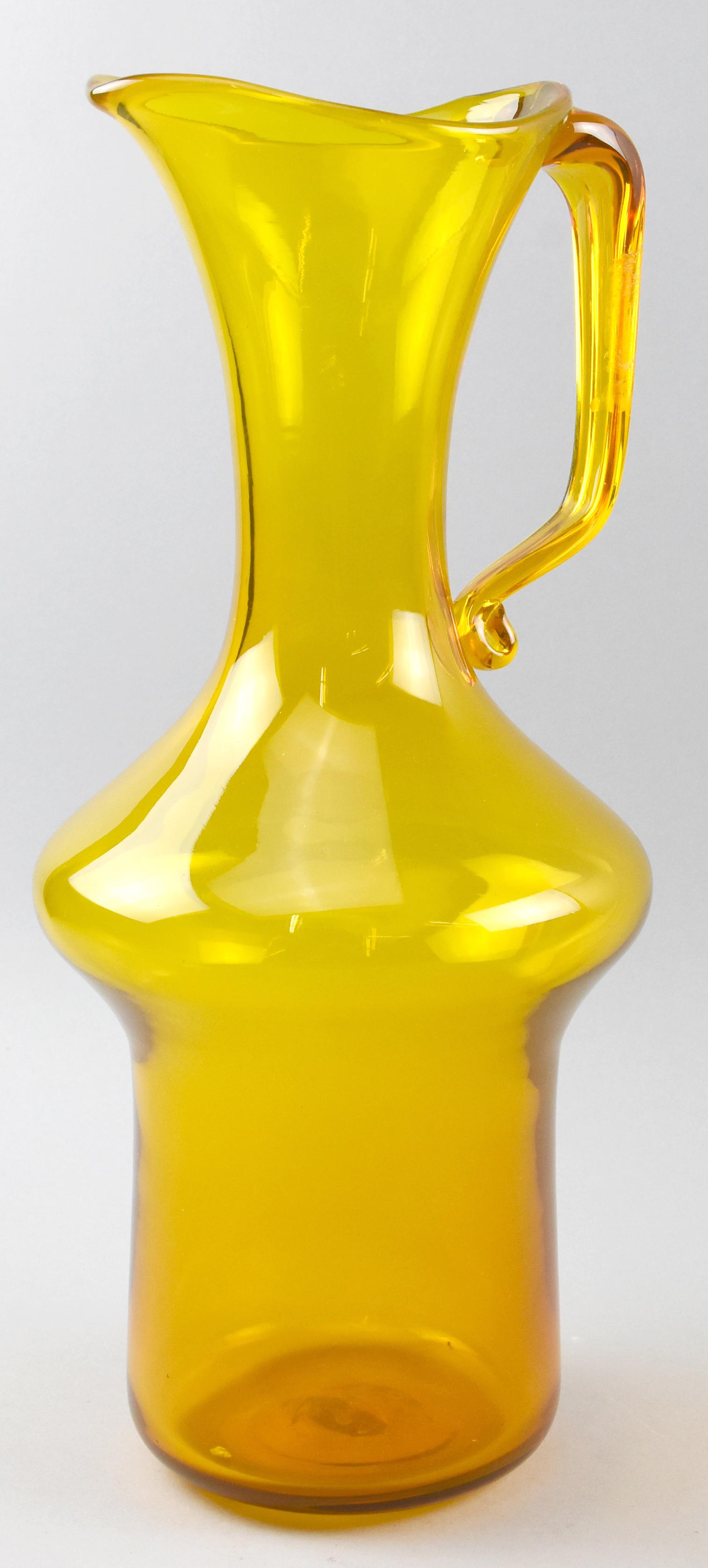 Mid Century Blenko Tangerine Glass Pitcher (1 of 4)