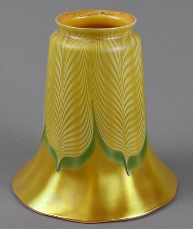 Quezal Pulled Feather Iridescent Glass Shade (1 of 6)