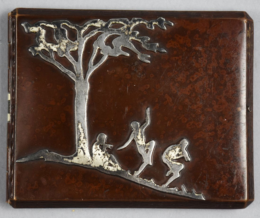 Art Deco Heintz Art Metal Bronze Cigarette Case (1 of 5)