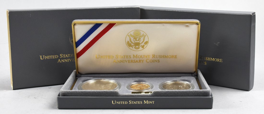 1991 Mount Rushmore Aniversary Gold Silver Coin Set (1 of 3)